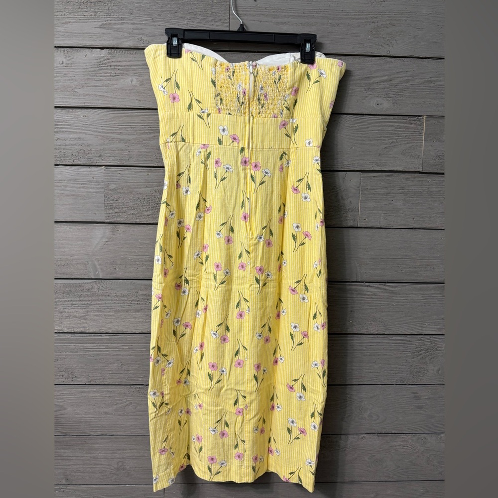 Finders Keepers Limoncello Floral Linen Strapless Bodycon Dress Sz M Easter - Picture 12 of 15